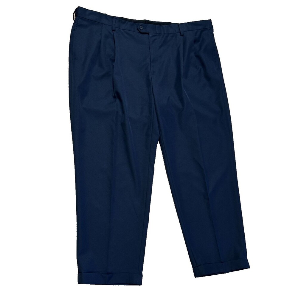Jos. A. Bank Dress Pants Traveler  46 x 29 L  Blue Pleated Cuffed Leg corpcore